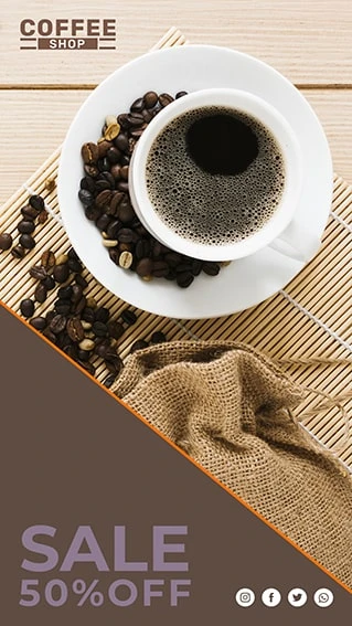 دانلود طرح لایه باز استوری اینستاگرام مخصوص تبلیغ کافی شاپ و قهوه فروشی شامل 9 طرح جذاب با دو ورژن فارسی و انگلیسی 16