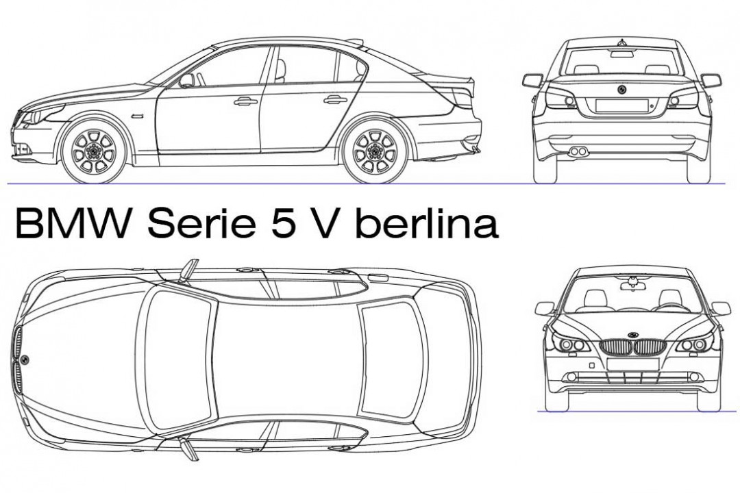 دانلود پروژه آماده اتوکد طرح دو بعدی ماشین بی ام و سری BMW serie 5