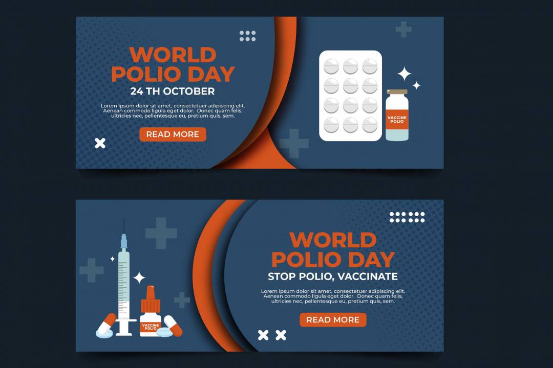 قالب لایه باز ایلاستریتور بنر روز جهانی فلج اطفال