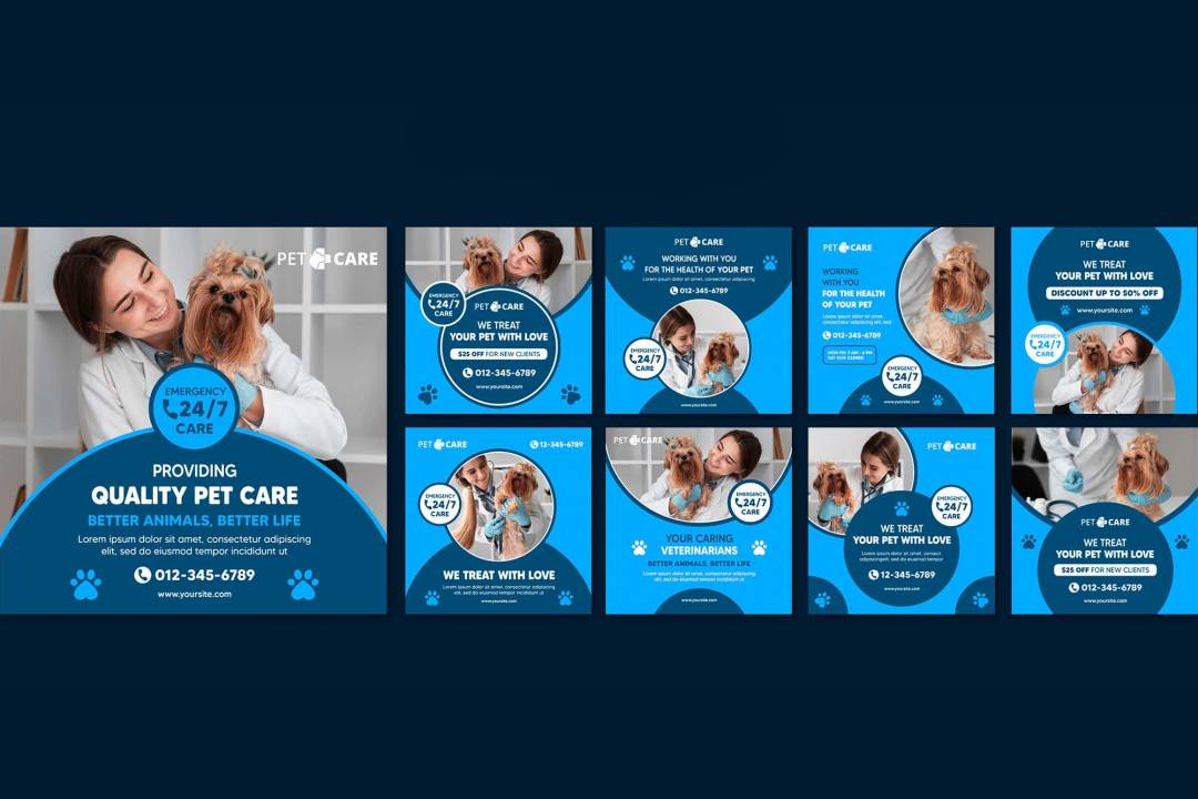 دانلود قالب آماده پست اینستاگرام خدمات مراقبت از حیوانات خانگی