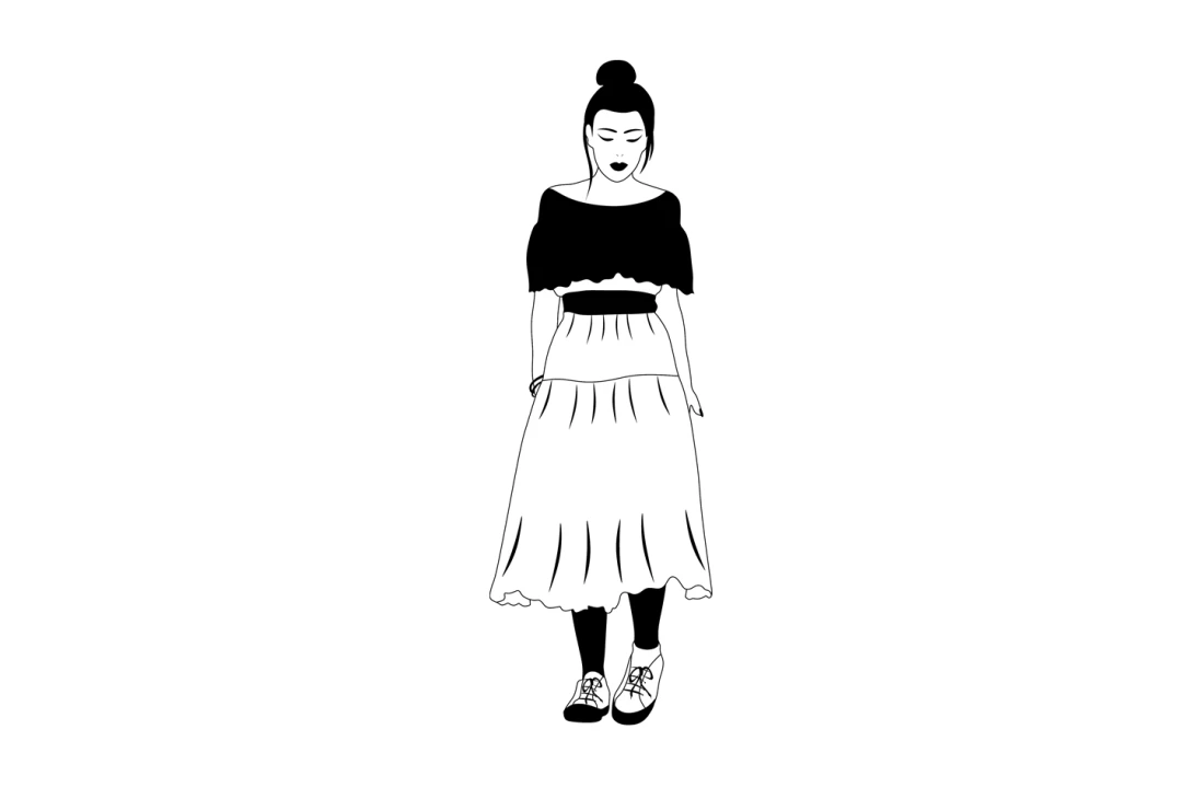 دانلود طرح وکتور دختر با ساپورت و کتونی و موهای بسته شده جهت طراحی تراکت تبلیغاتی پوشاک زنانه