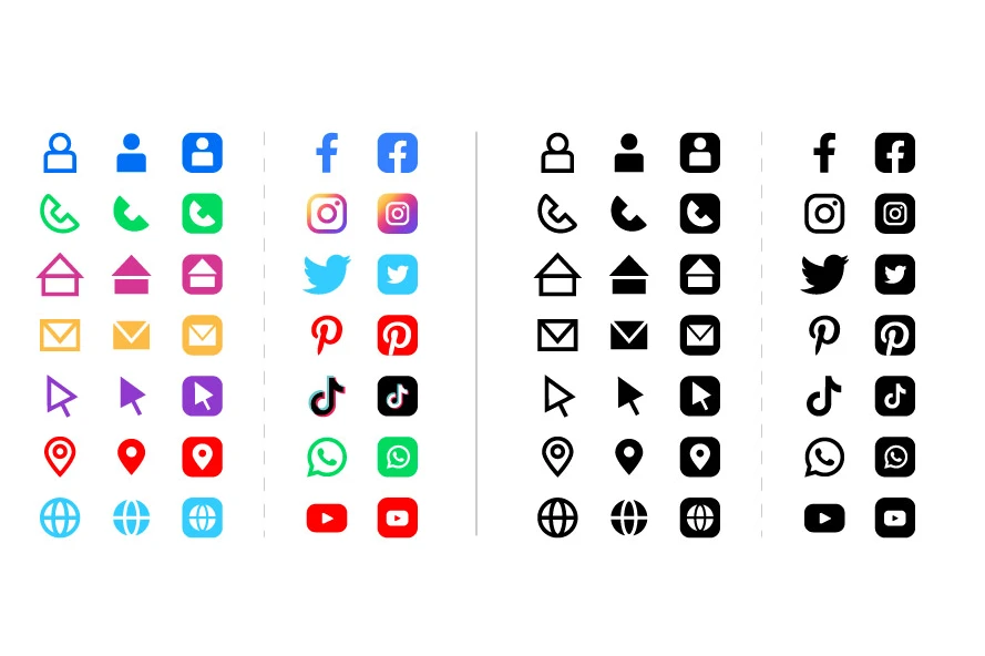 دانلود لوگو و آیکون لایه باز شبکه های اجتماعی رنگی و سیاه سفید