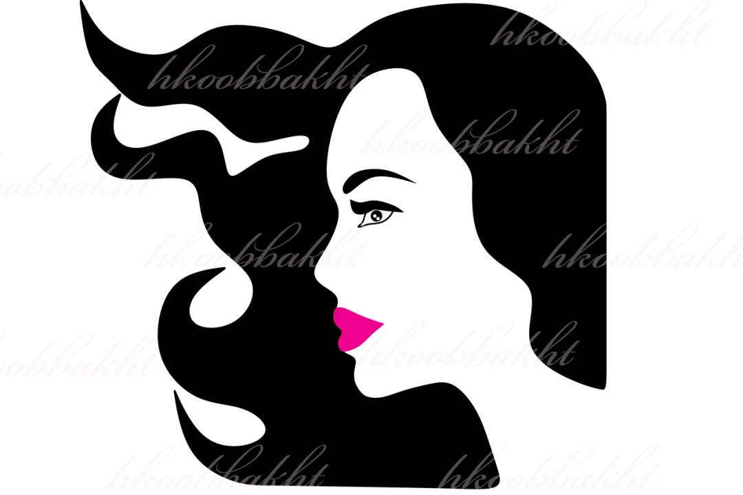 دانلود طرح وکتور زن با موهای پریشان و رژ لب صورتی جهت طراحی تراکت تبلیغاتی سالن آرایش بانوان