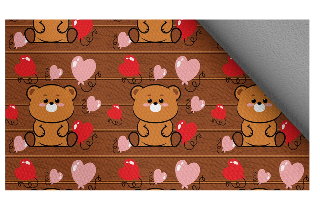 دانلود طرح پترن خرس کوچولو و بادکنک های قلبی قرمز و صورتی جهت چاپ دیجیتال