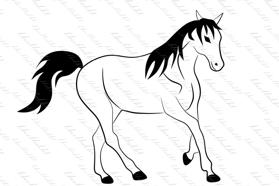 دانلود طرح وکتور اسب بسیار زیبا و خوش اندام در حال آهسته دویدن جهت طراحی طراحان