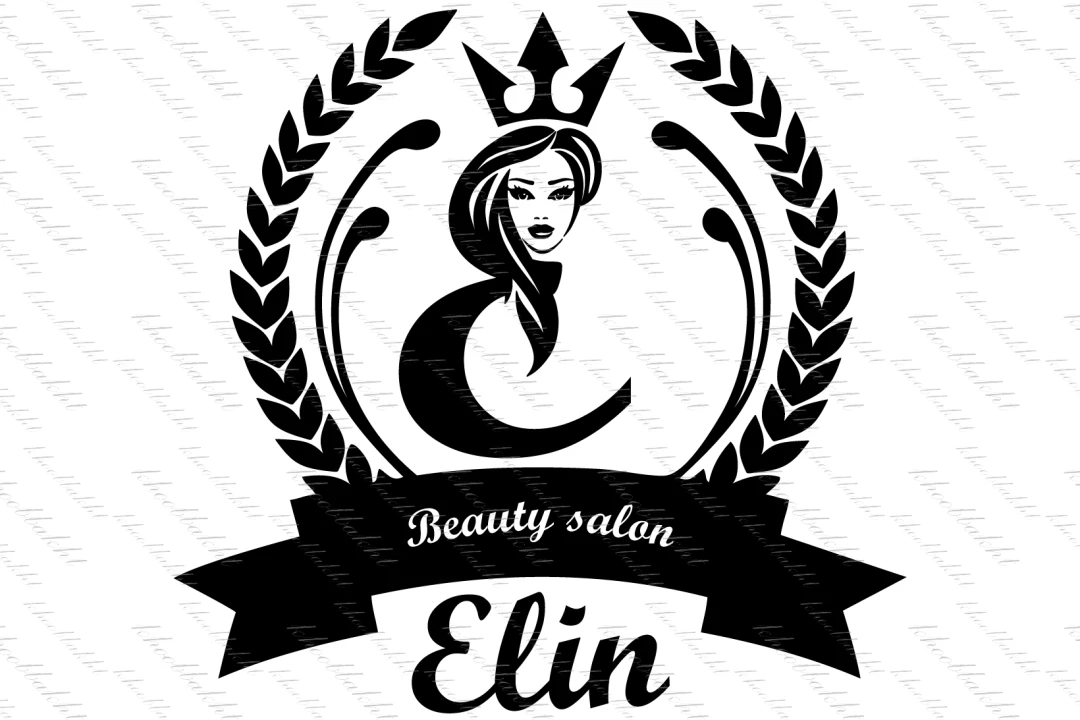 دانلود طرح وکتور لوگوی سالن زیبایی زنانه متشکل از زن زیبا و حرف E و تاج و برگ