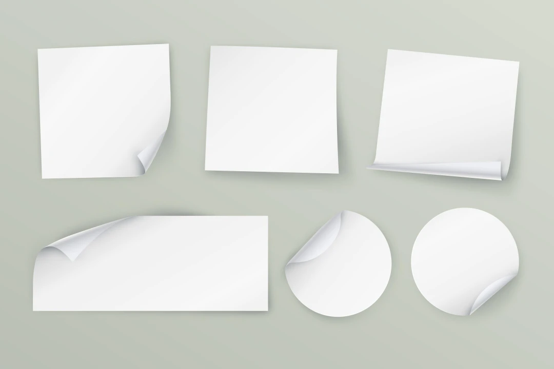 مجموعه استیکرهای کاغذی واقعی لایه باز و قابل ویرایش