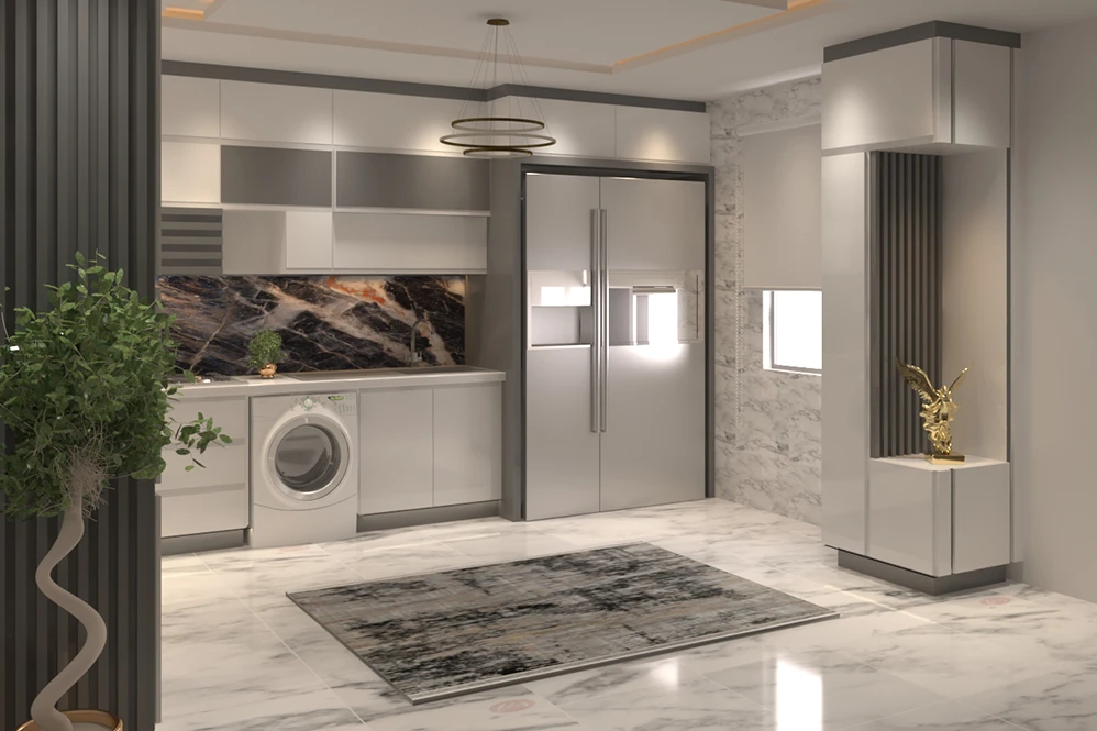 دانلود پروژه آماده طراحی و مدلسازی سه بعدی فضای آشپزخانه به سبک مدرن