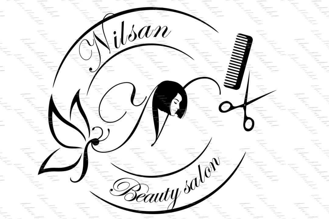 دانلود طرح وکتور لوگوی آرایشگاه زنانه متشکل از سر زن مو کوتاه خوشگل و حرف N