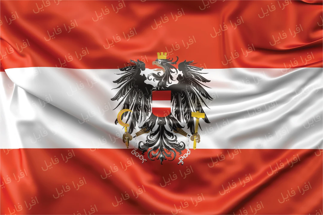 عکس با کیفیت از پرچم اتریش با نشان