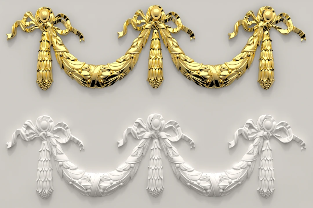 گچبری زنگوله دار هلال دار طلایی و سفید تزئینی