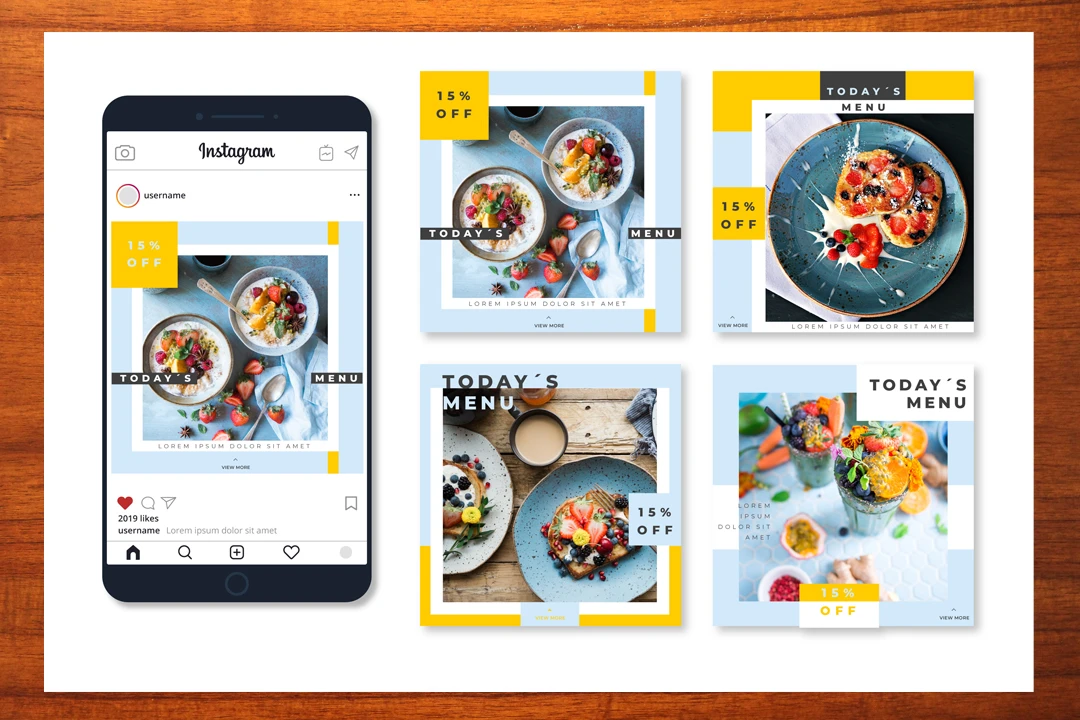 قالب لایه باز پست اینستاگرام برای فروشگاه رستوران یا خدماتی شماره 1