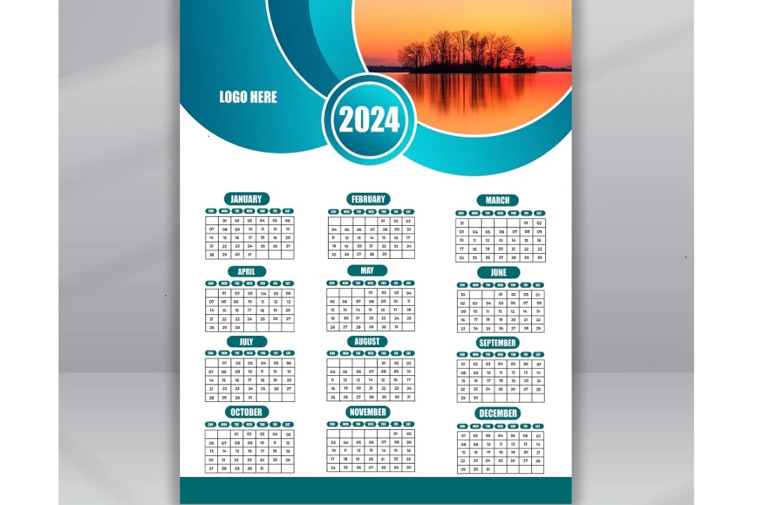 تقویم میلادی دیواری calendar 2024