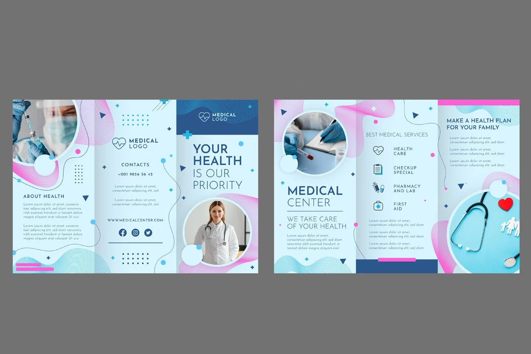طرح لایه باز بروشور سه لتی تبلیغاتی برای تمام مشاغل بخصوص پزشکی شماره 25