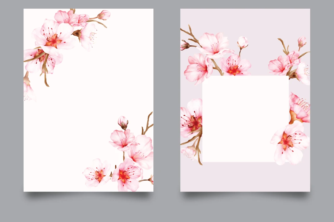 طرح لایه باز کارت پستال با شکوفه های بهاری