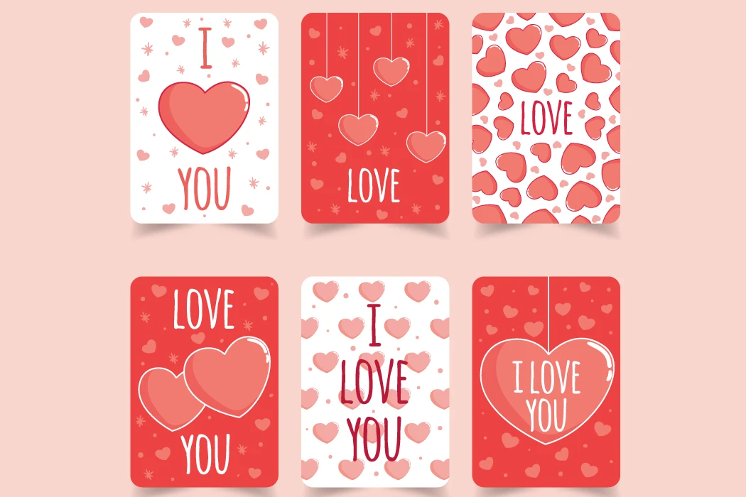 طرح کارت های قلب قلبی برای روز ولنتیان 6 عدد متنوع