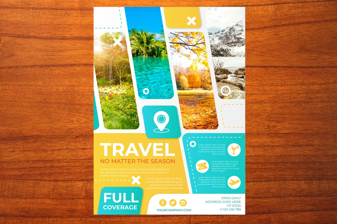 طرح لایه باز تراکت یا فلایر و پوستر تبلیغاتی  برای تمامی مشاغل بخصوص سفر و گردشگری شماره 53