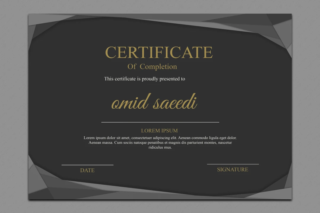 قالب آماده گواهینامه پایان دوره یا certificate کد 3016