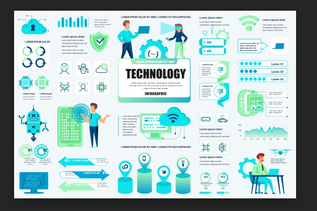 اینفوگرافیک لایه باز آماده با موضوع تکنولوژی
