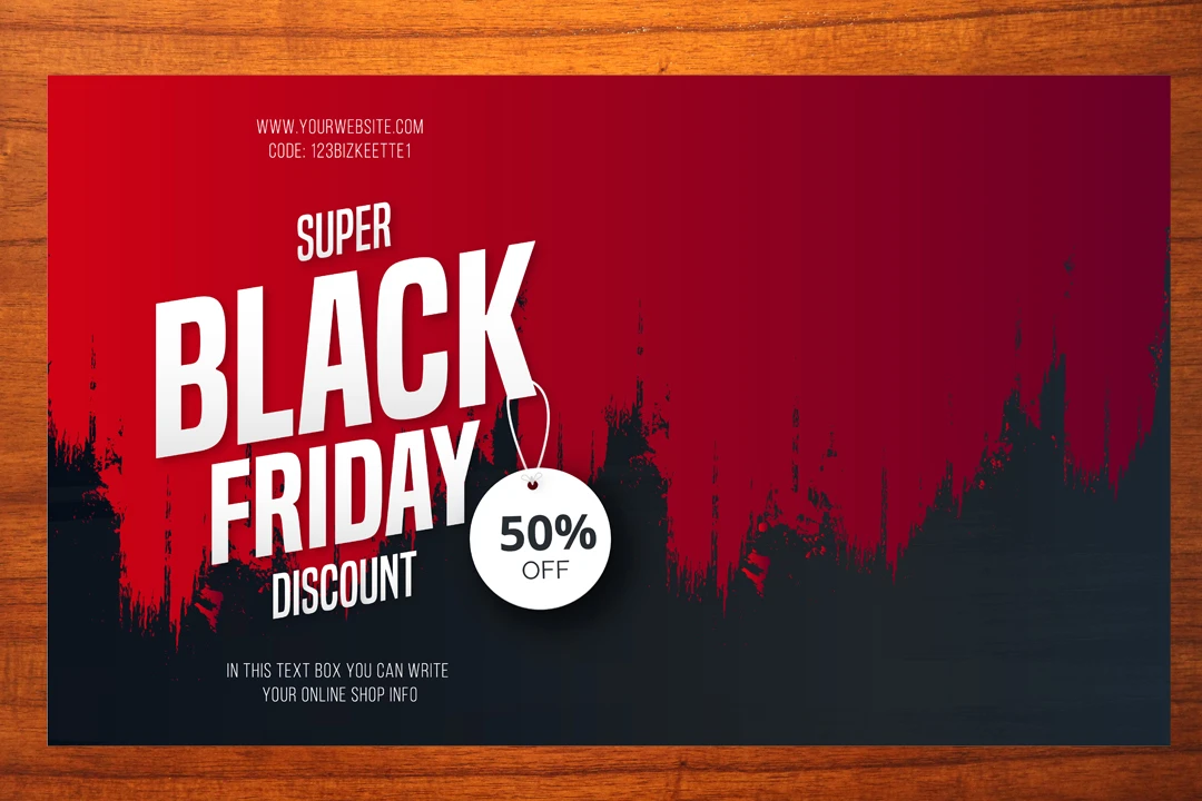 طرح لایه باز بنر تبلیغاتی فروش و تخفیف و blackfriday با طراحی لوکس و جذاب شماره 1