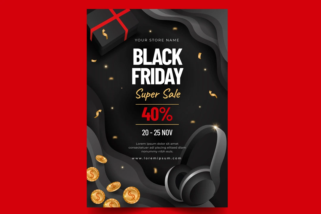 طرح لایه باز تراکت تبلیغاتی فروش و تخفیف بلک فرایدی blackfriday با طراحی لوکس و جذاب شماره 1