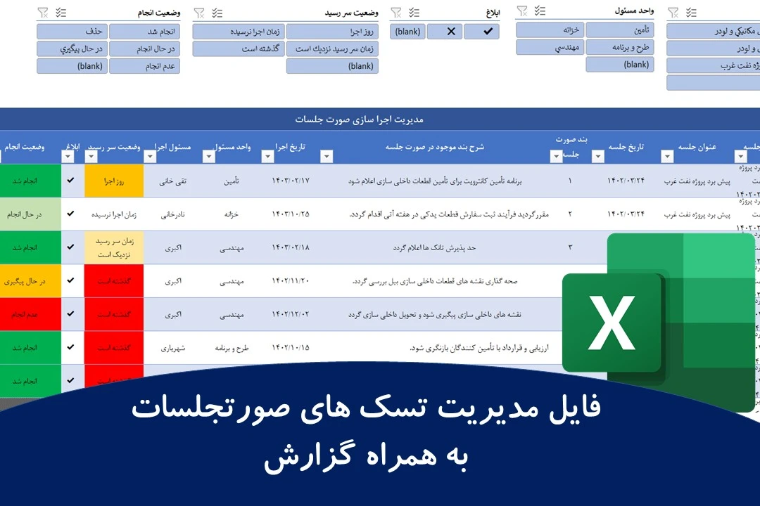 فایل مدیریت تسک های صورتجلسات به همراه گزارش