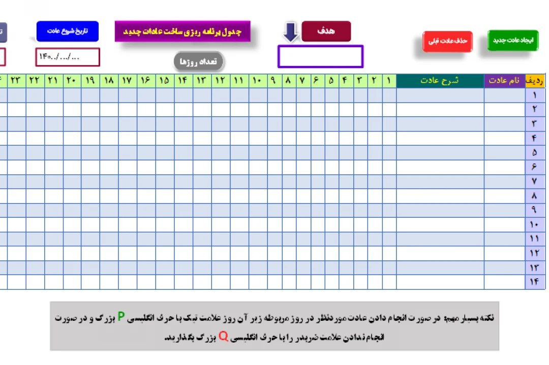 پلنر برنامه ریزی ساخت عادت های جدید