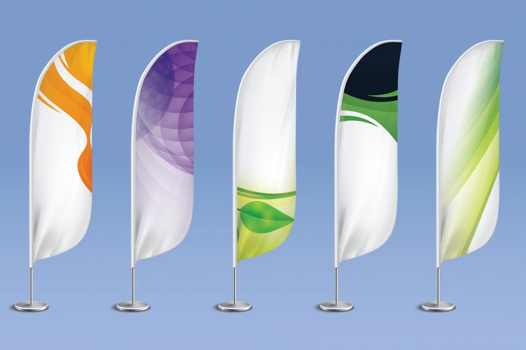 مجموعه ۵ عددی پسزمینه بنر پرچم ساحلی (Beach Flag) | فایل لایهباز EPS, AI, JPG