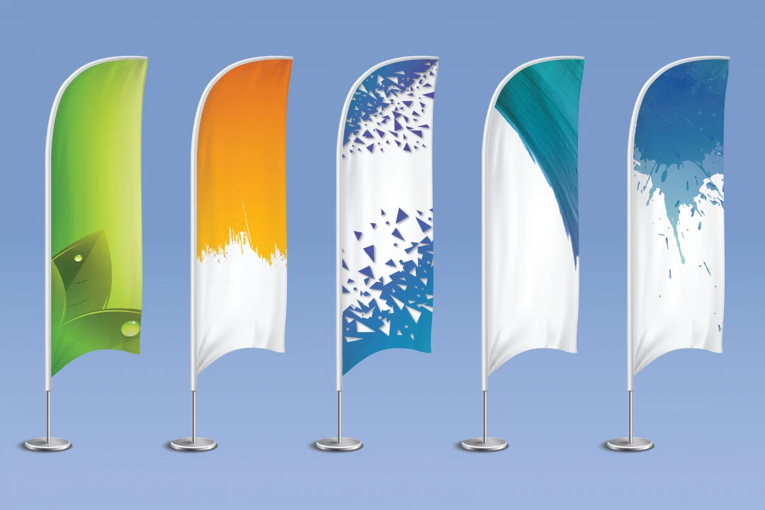 مجموعه ۵ عددی پسزمینه بنر پرچم ساحلی (Beach Flag) | فایل لایهباز EPS, AI, JPG
