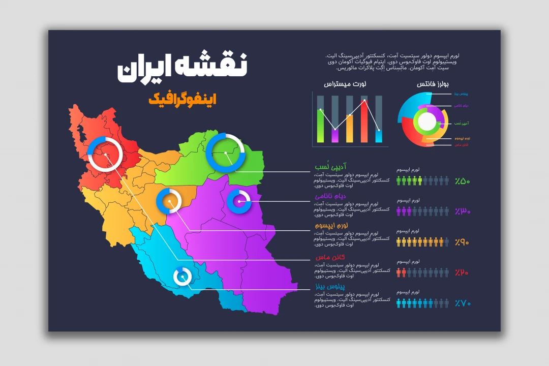 طرح لایه باز اینفوگرافیک - نقشه ایران