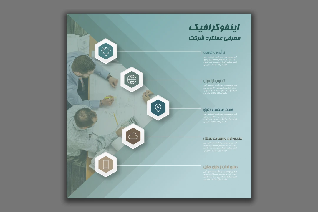 طرح لایه باز اینفوگرافیک - معرفی عملکرد شرکت