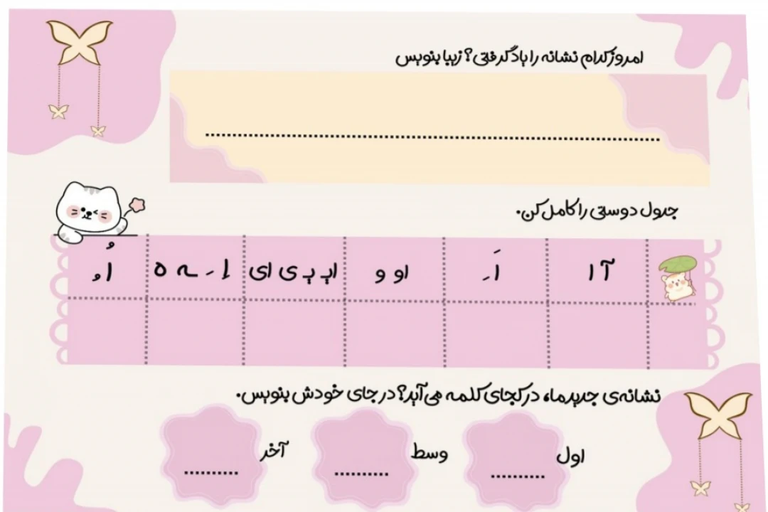 تخته‌ی آموزشی کلاس اول
