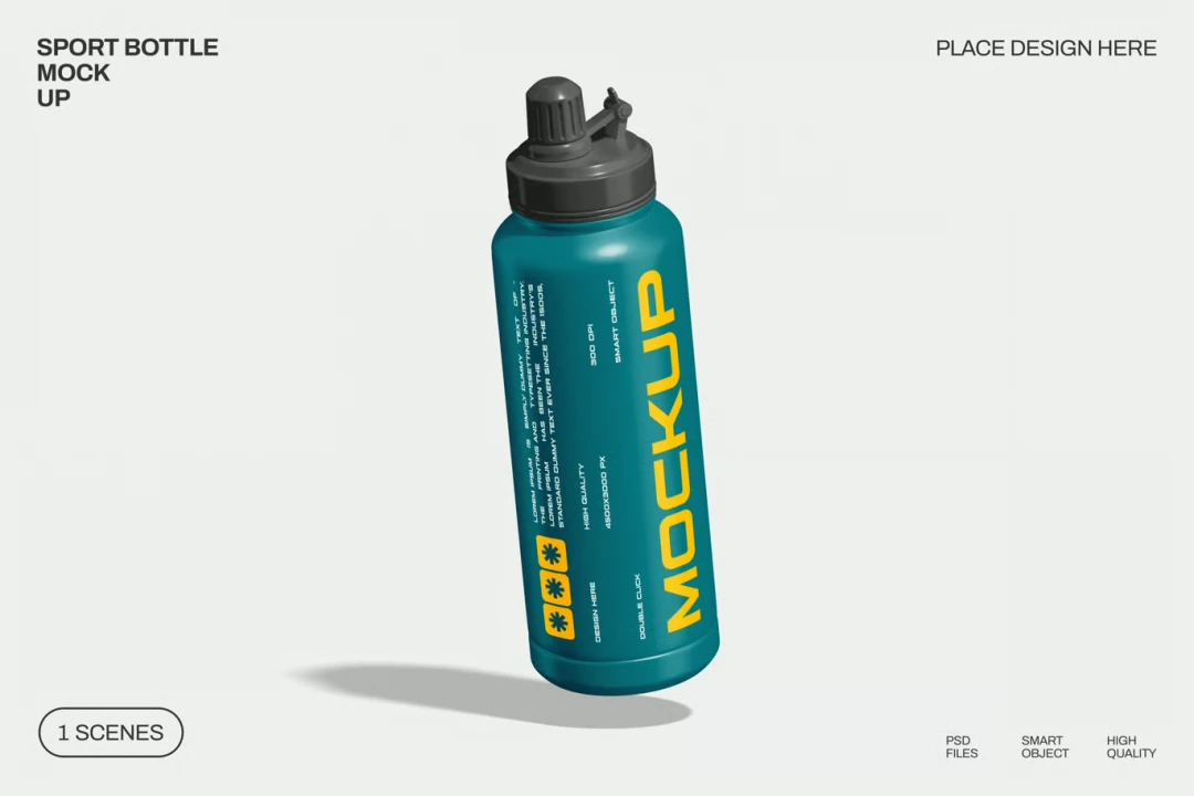 دانلود موکاپ لایه باز بطری آب ورزشی