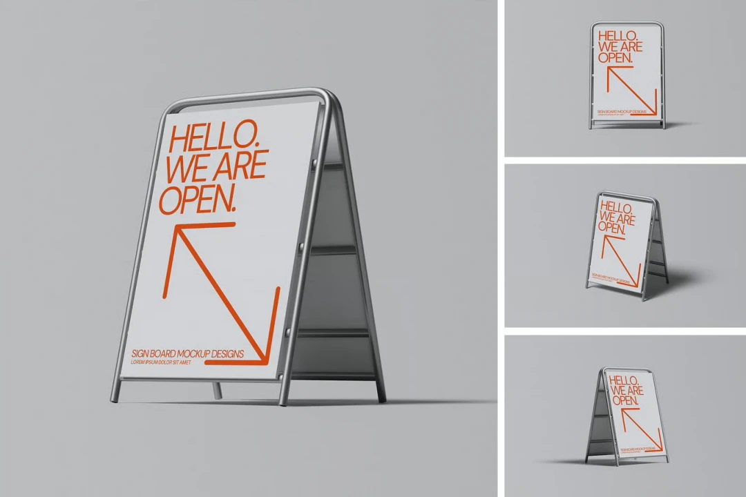 دانلود موکاپ لایه باز استند هشتی ایستاده