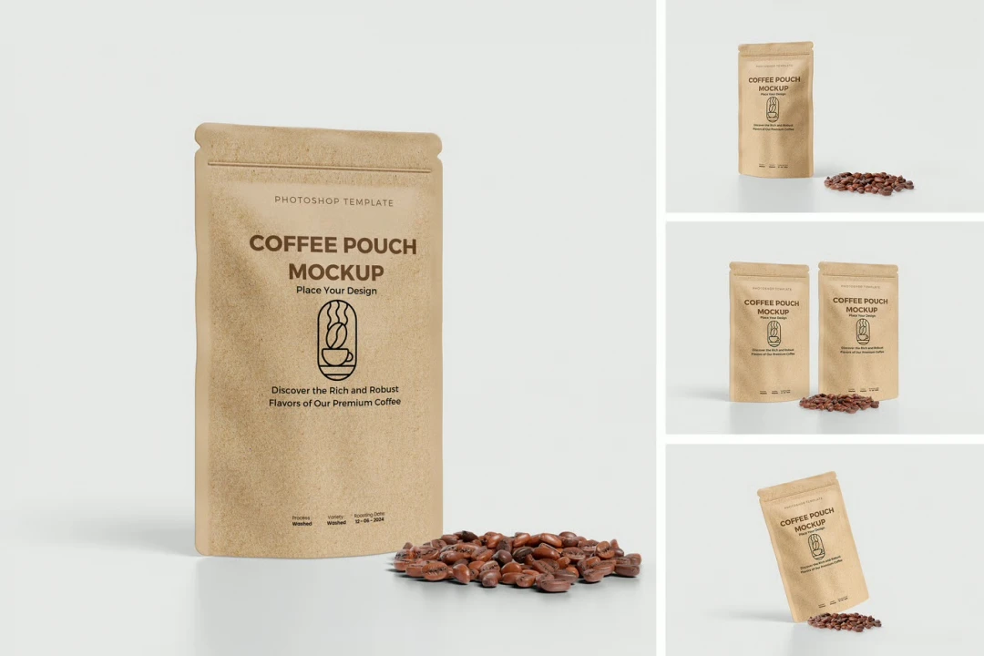 موکاپ لایه باز بسته بندی قهوه