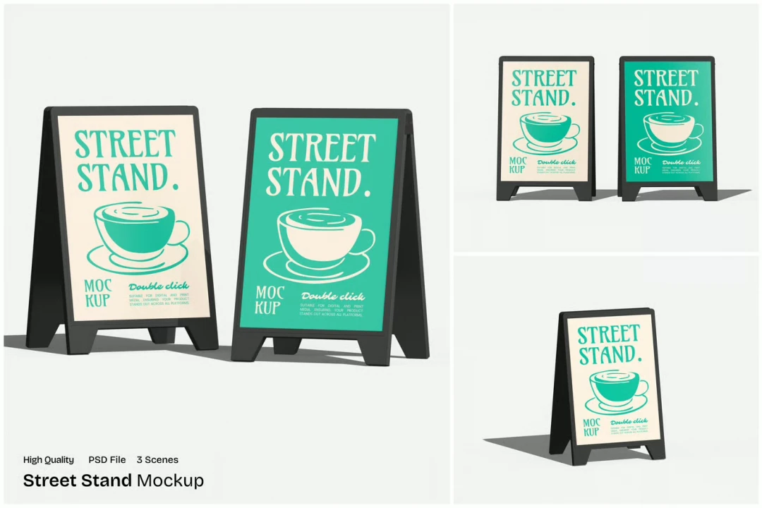 دانلود موکاپ لایه باز تابلو هشتی ایستاده