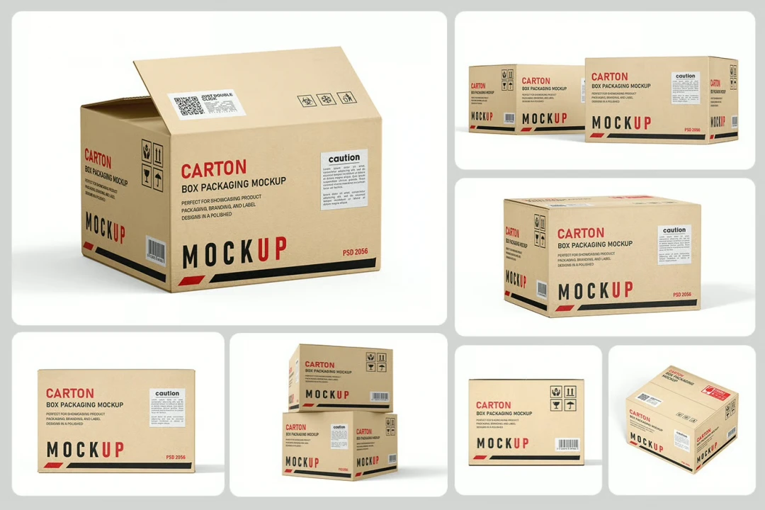 دانلود موکاپ لایه باز کارتن بسته بندی