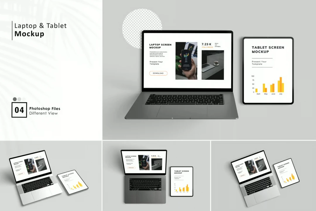 دانلود موکاپ لایه باز تبلت و لپتاپ