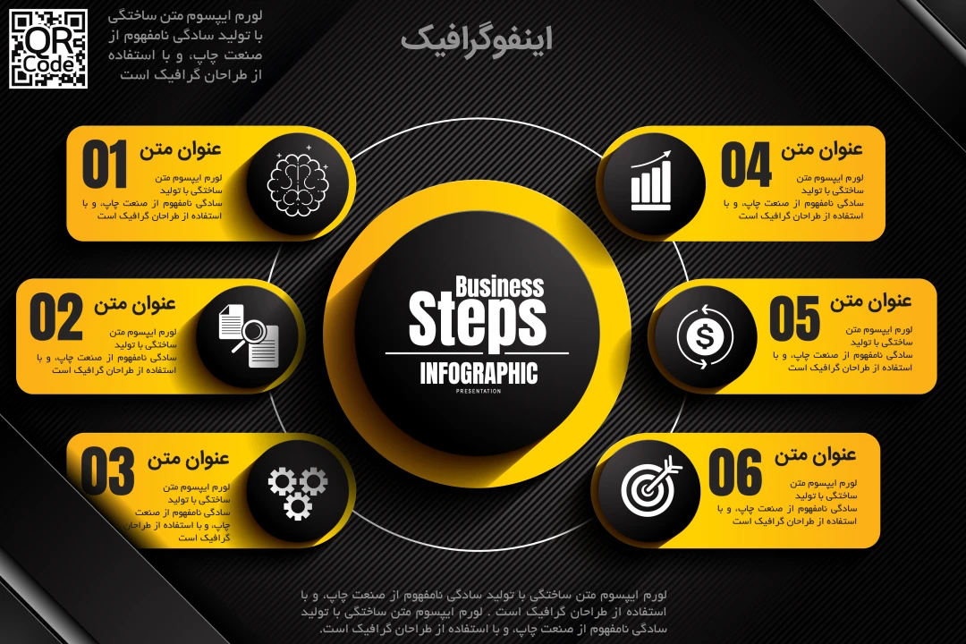 اینفوگرافی 6 بخشی لایه باز | فایل ایلاستریتور و EPS قابل ویرایش