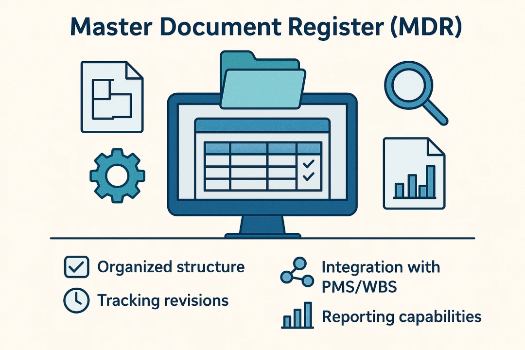 تمپلیت (قالب) بانک اطلاعاتی مدارک مهندسی پروژه Master Document Register ,MDR، فرمول نویسی شده قابل استفاده در پروژه های عمرانی EPC