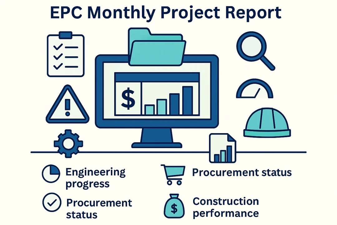 قالب (تمپلیت) اکسل گزارش ماهانه پروژه ساخت EPC بر اساس استاندارد مدیریت پروژه PMBOK