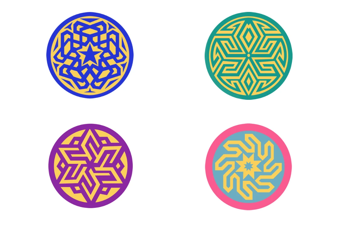 مجموعه وکتور موتیف لایه باز فتوشاپ رنگ سرمه ای طلایی