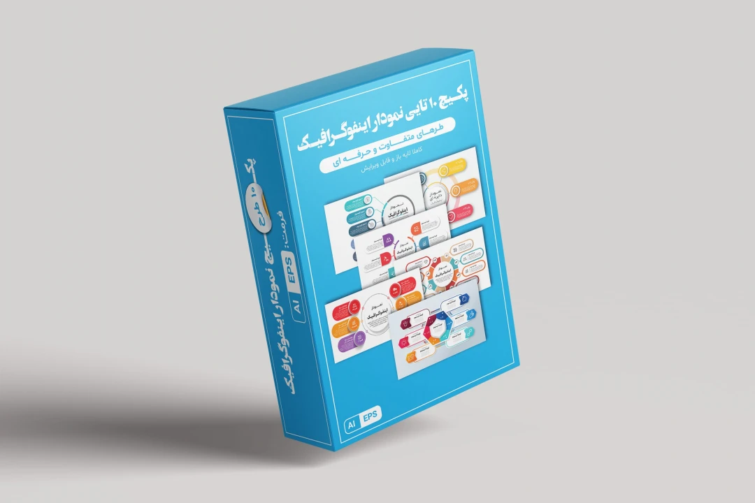 دانلود پکیج ۱۰ تایی طرح لایه باز نمودار اینفوگرافیک حرفه‌ای | طراحی مدرن و رنگی قابل ویرایش