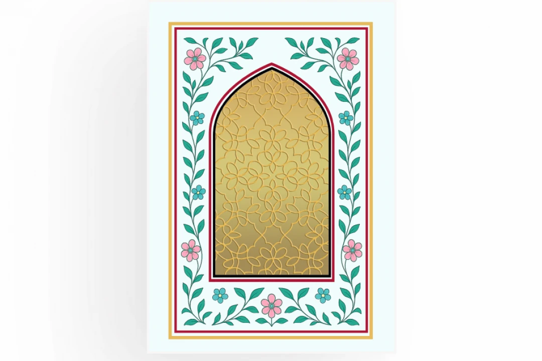 قاب و حاشیه با محراب گل و بوته با زمینه طلایی طرح لایه باز فتوشاپ