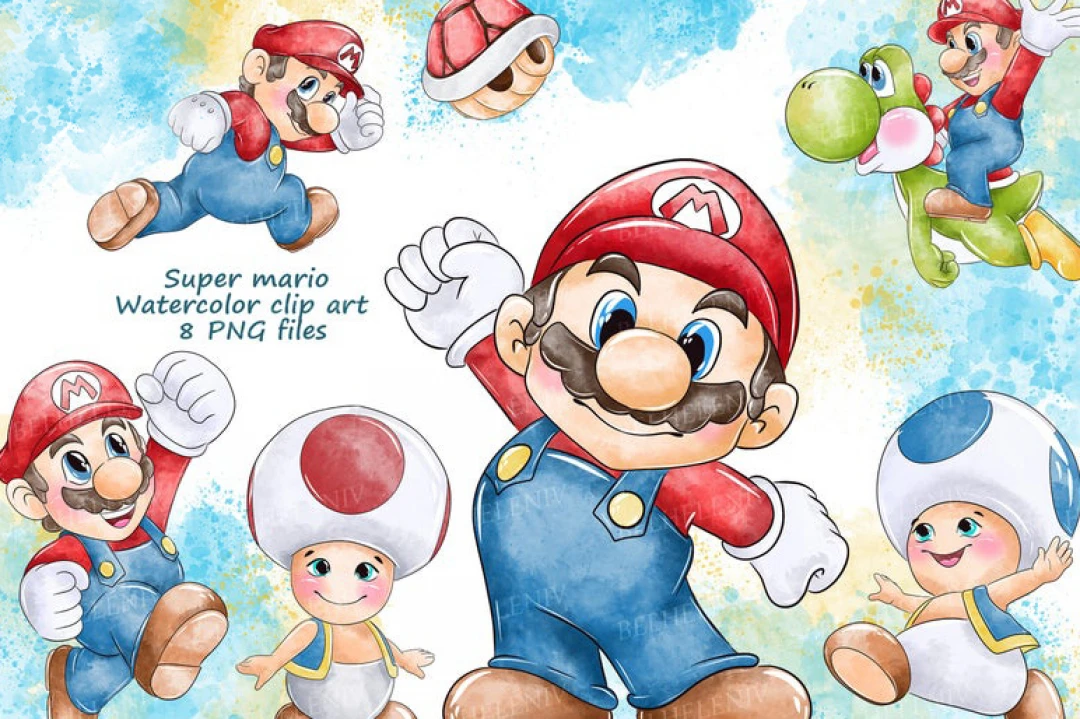 مجموعه فایل کلیپ‌آرت سوپر ماریو با کیفیت بالا