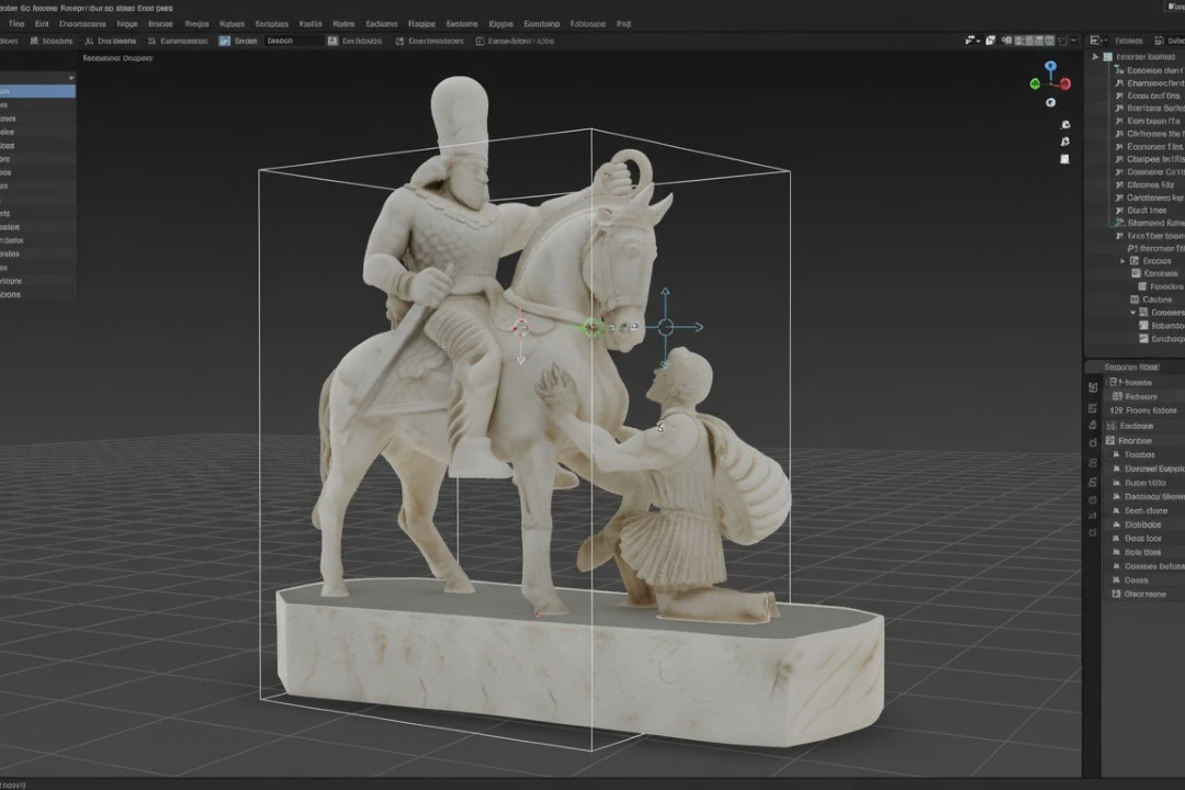 دانلود مدل سه بعدی مجسمه شاپور و والرین – دانلود آبجکت مجسمه شاپور ساسانی