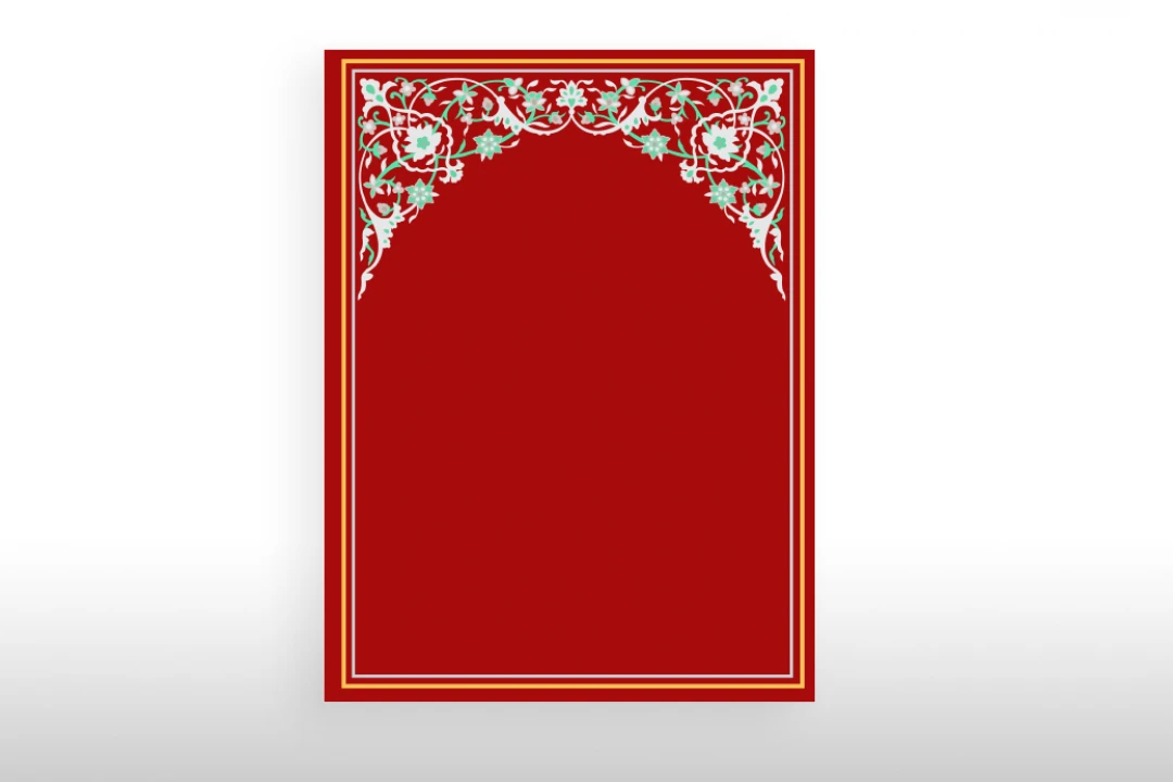 کادر تهذیب دار  با پس زمینه قرمز طرح لایه باز فتوشاپ