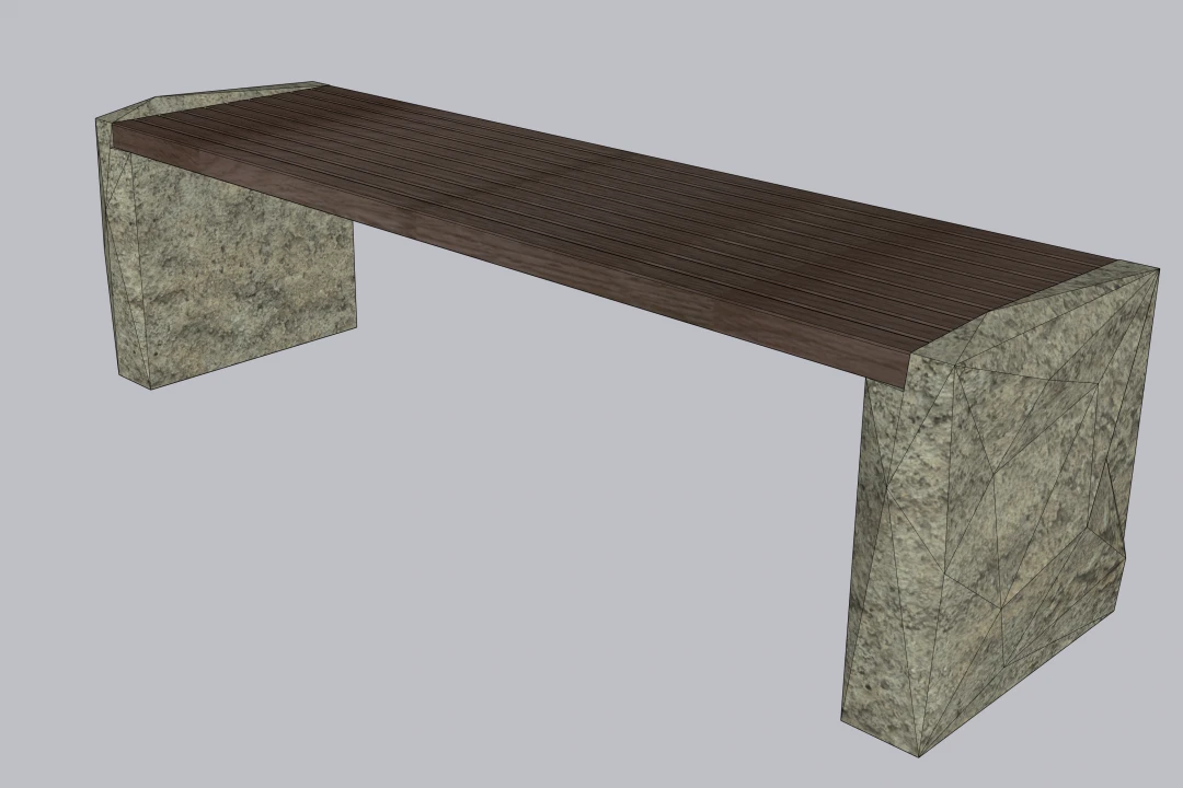 نیمکت بتنی با رویه چوب