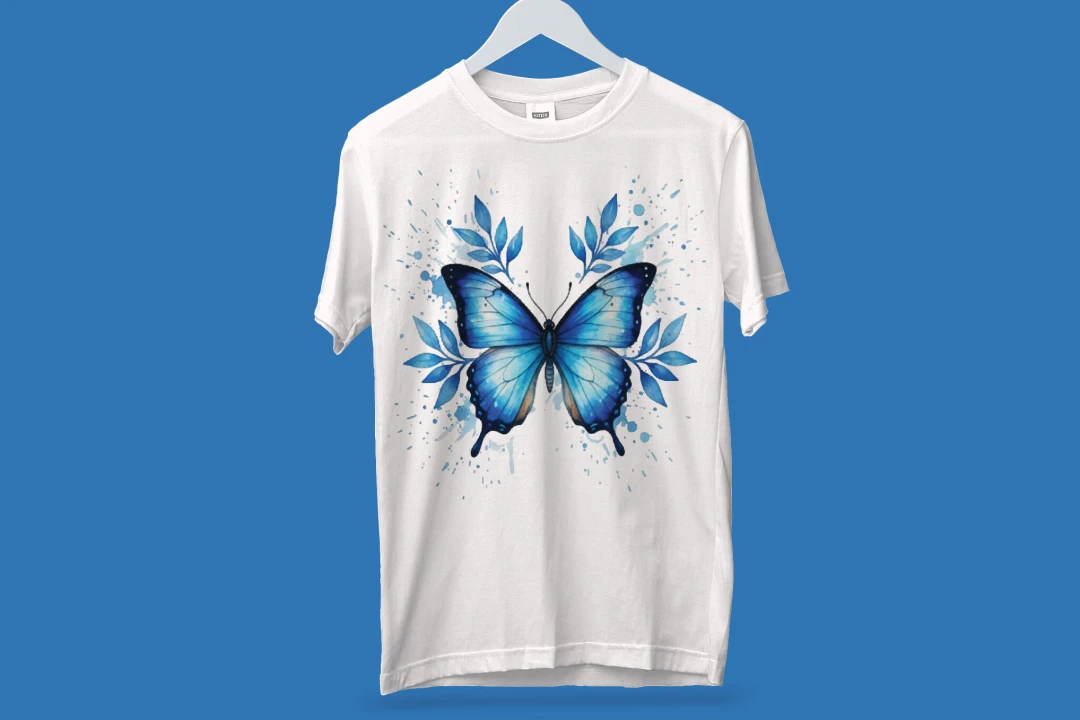 طرح تیشرت پروانه آبرنگی