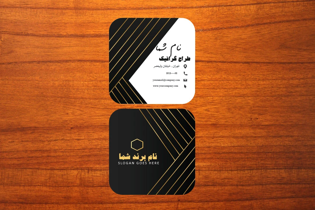 طرح لایه باز کارت ویزیت مربعی لوکس و طلایی زیبا برای تمامی مشاغل شماره 6